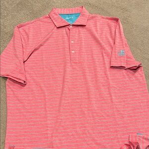 johnnie-O Coral Striped Polo Shirt